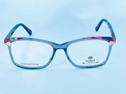 LOTUS FEMENINA - MARCO EN ACETATO GRIS TRASLUCIDO CON ESTAMPADO .